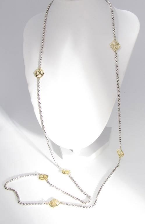 18k gold and silver logo necklace