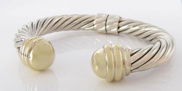 14k gold and silver dome bracelet