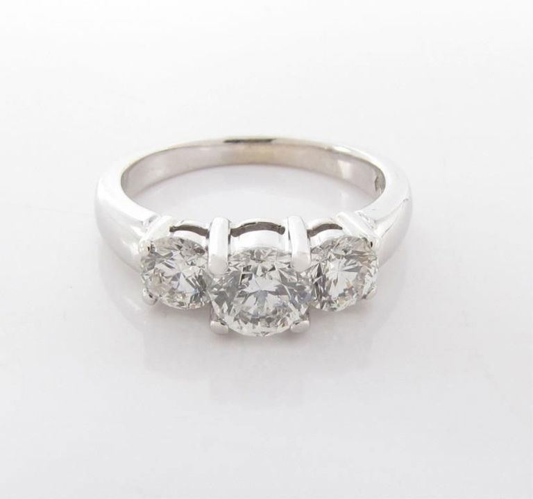 14k White Gold Diamond Three Stone Ring