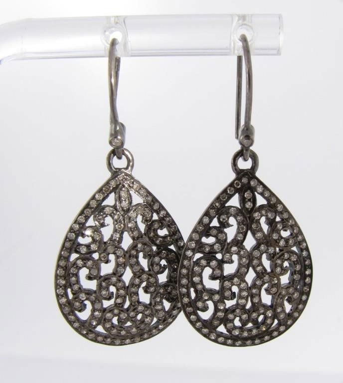 Sterling Silver Diamond Drop Earrings