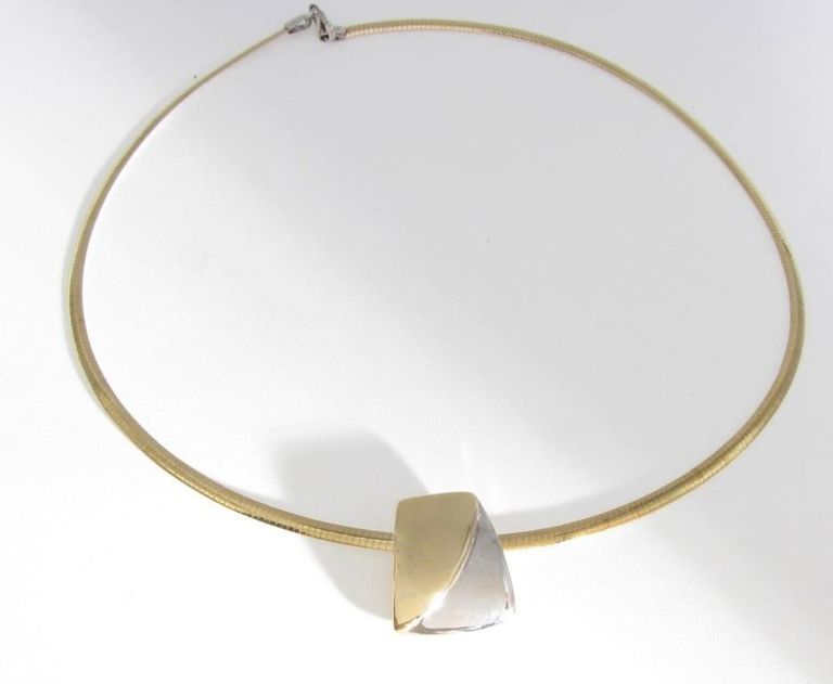 14k Two-Tone Omega Pendant Necklace