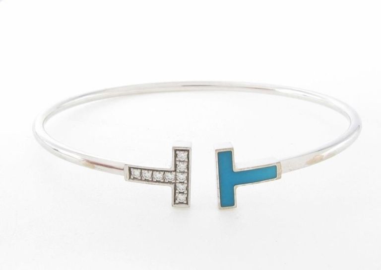 18k White Gold Turquoise Diamond Bracelet