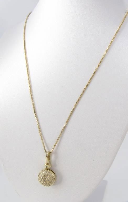 14k gold diamond pave pendant necklace