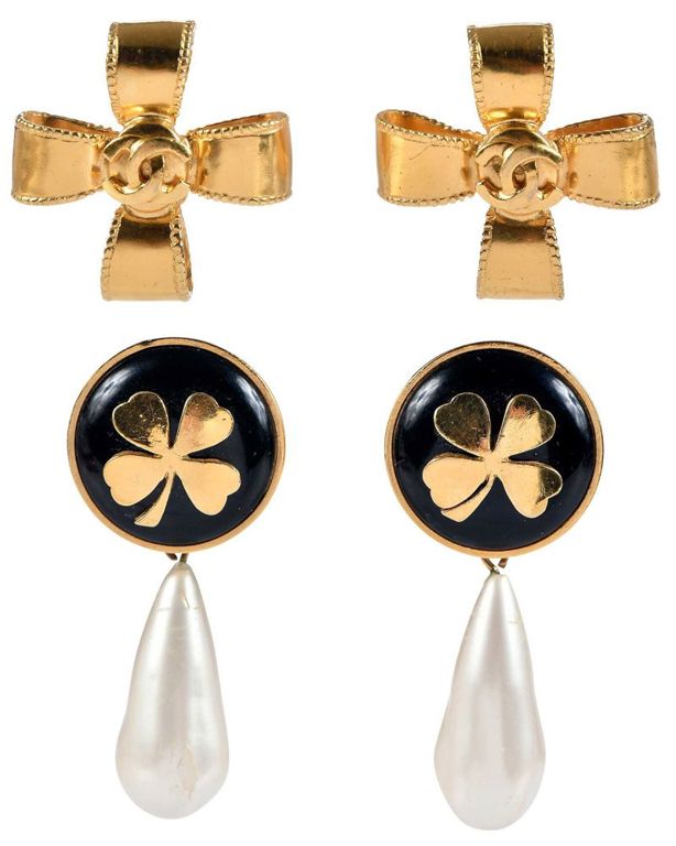 Gold-Plated and Faux Pearl Clip-On Earrings
