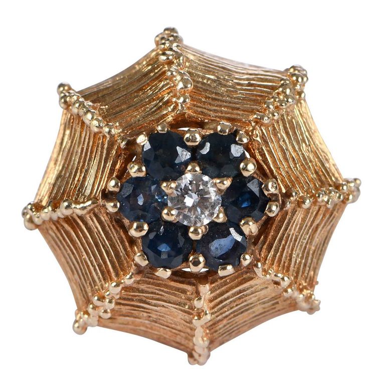 14k Gold Sapphire and Diamond Ring