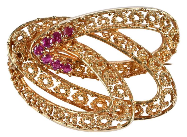 18k Gold Ribbon Brooch