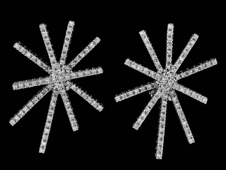14k Gold Starburst Diamond Earrings