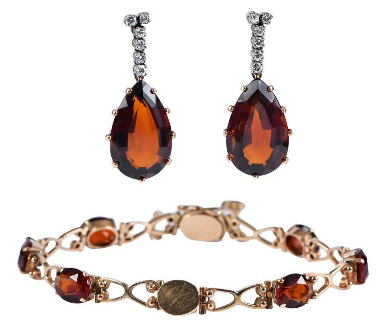 18k Gold Topaz and Diamond Set