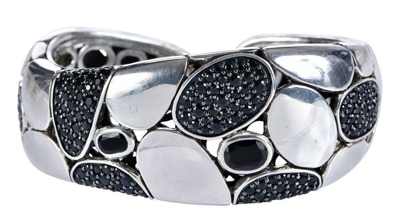 Sterling Silver Chalcedony and Sapphire Cuff