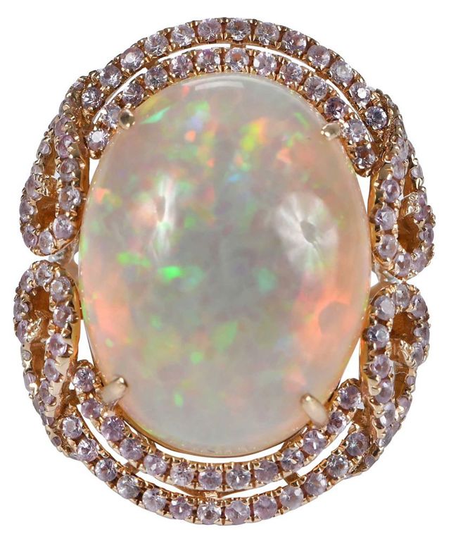 14k Gold Opal, Sapphire and Diamond Ring