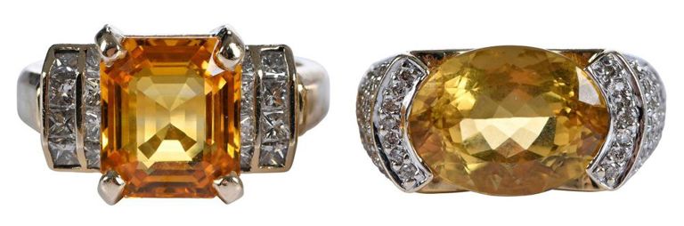 14k Gold Citrine and Diamond Rings