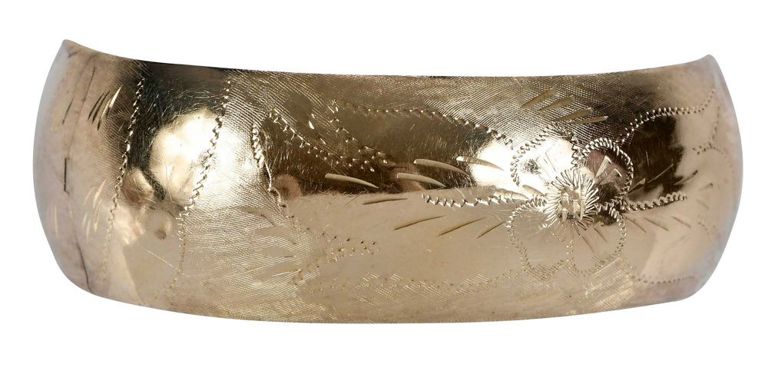14k Gold Wide Bangle Bracelet