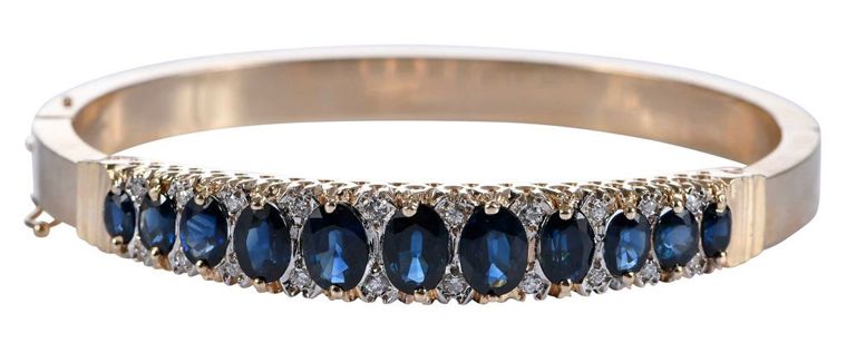 14k Yellow Gold Sapphire and Diamond Bracelet