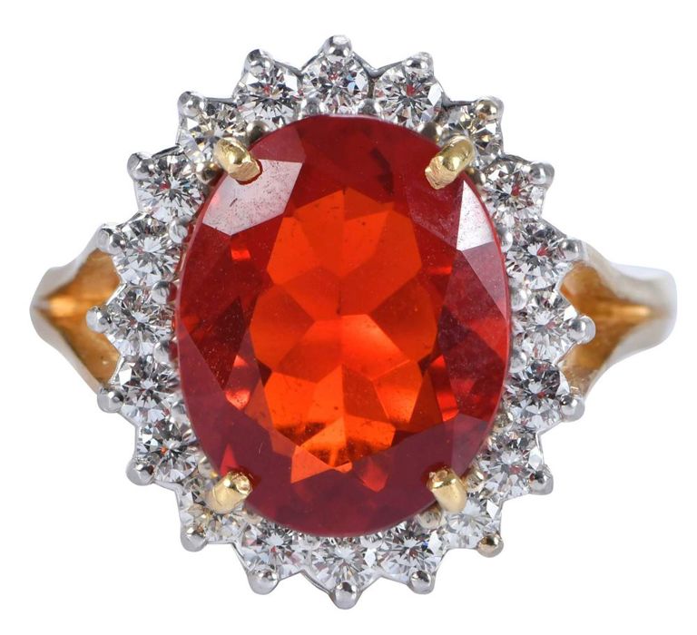 18k Yellow Gold Opal and Diamond Ring