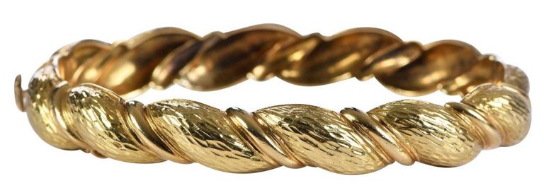 18k Yellow Gold Textured Bangle Bracelet