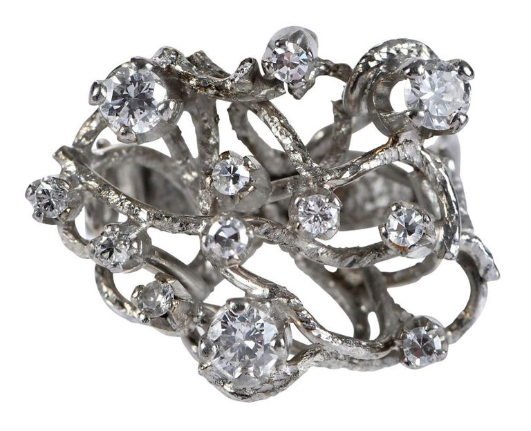 14k White Gold and Diamond Ring