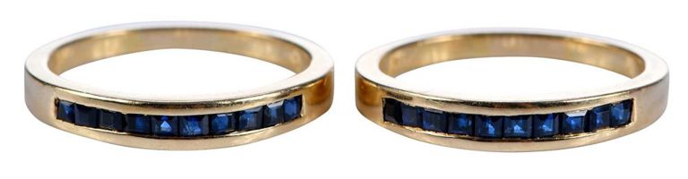 18k Yellow Gold Blue Sapphire Bands