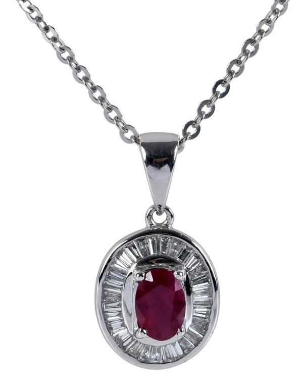 18k White Gold Ruby and Diamond Necklace