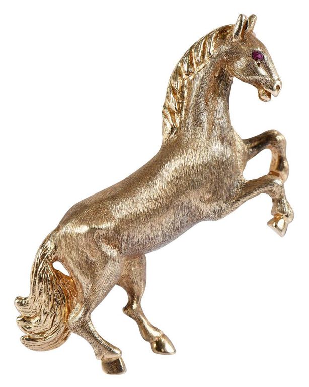 14k Yellow Gold Horse Brooch