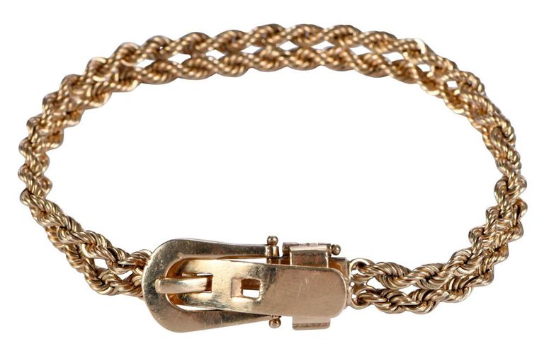 14k Gold Belt Buckle Bracelet