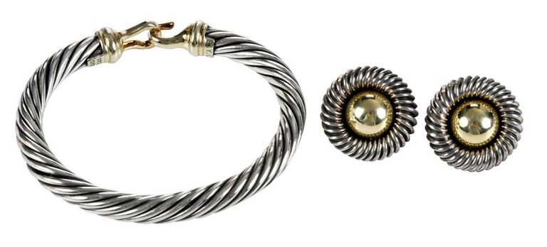 Classic Cable Buckle Bracelet and Dome Earrings