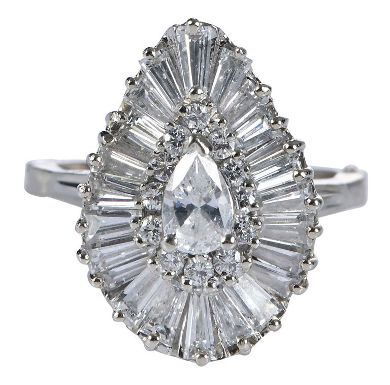 14k White Gold Diamond Cocktail Ring