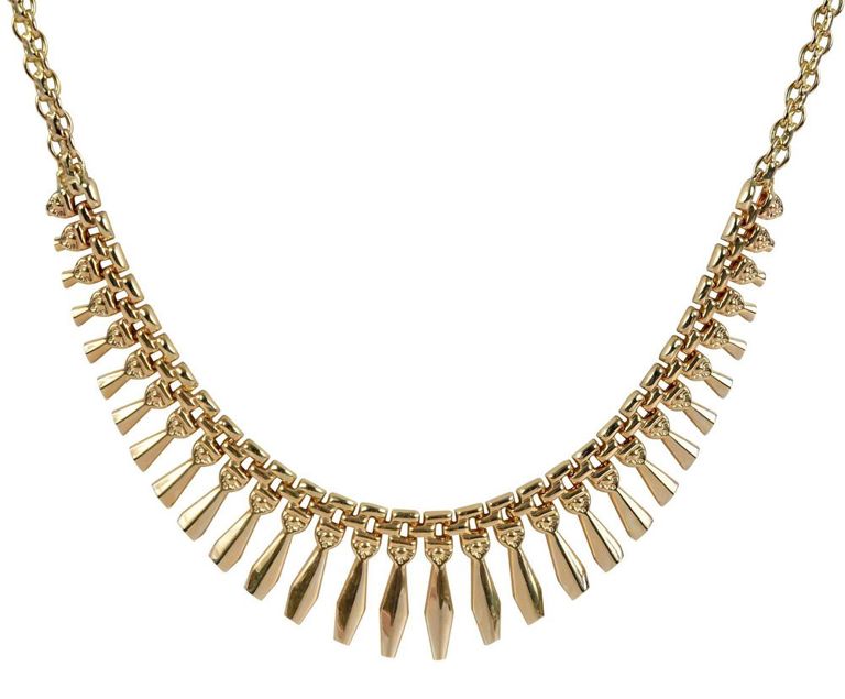14k Gold Graduated Fringe Collar Necklace
