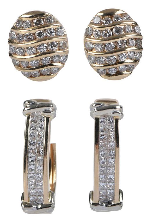 14k Gold Diamond Hoop and Postback Earrings