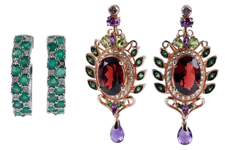 14k Gold and Silver Gemstone Earrings