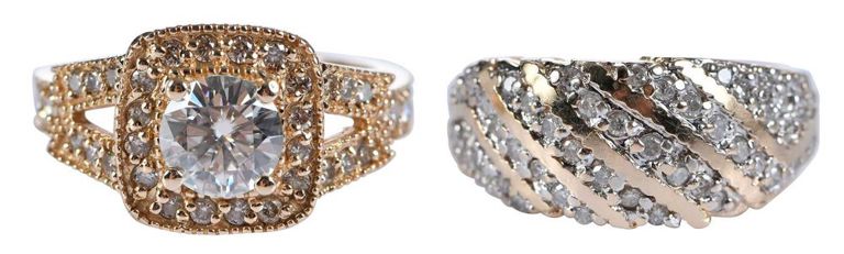 14k Gold Diamond and Moissanite Rings