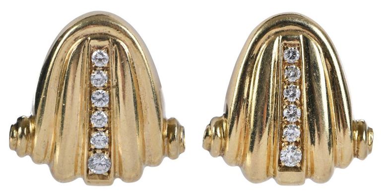18k Gold Cartier Diamond Earrings