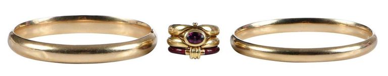 18k Tourmaline Ring and 14k Gold Bangles