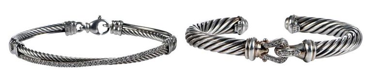 Silver and Gold Diamond Bracelets
