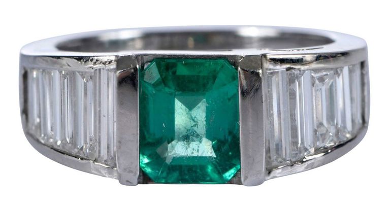 14k Gold Emerald and Diamond Ring