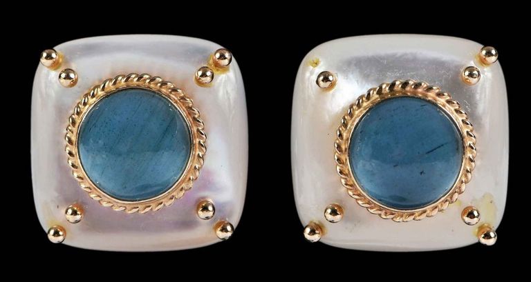14k Gold Mother of Pearl Earrings