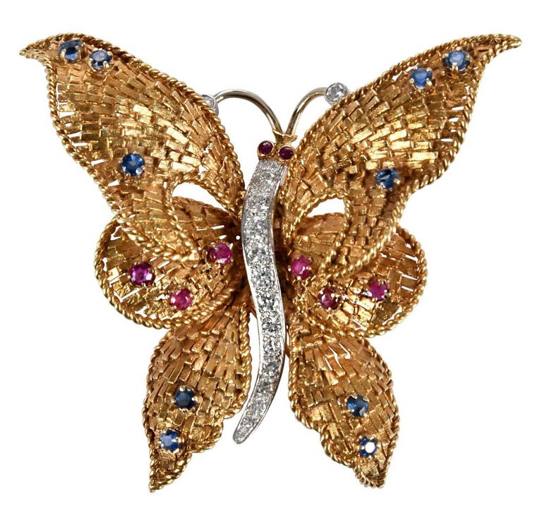 18k Gold Butterfly Brooch
