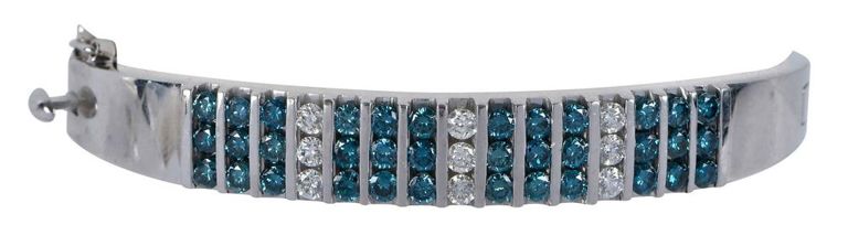 14k Gold Blue and White Diamond Bangle