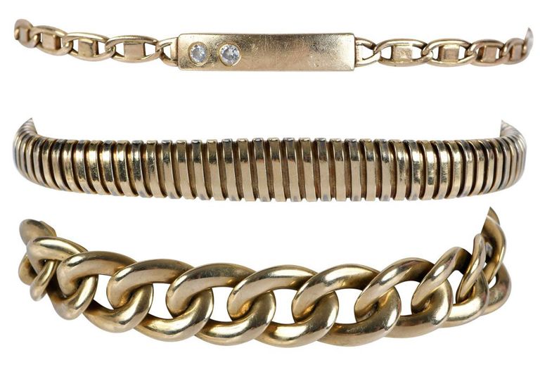 14k Gold Fancy Link and Diamond Bracelets