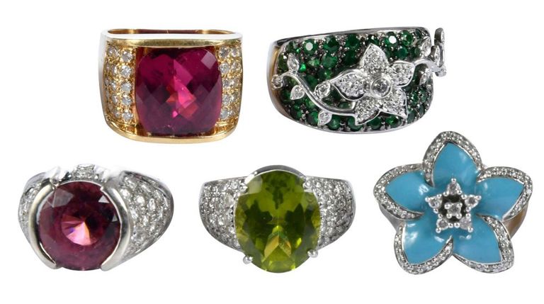 Gold and Silver Gemstone Fashion Rings