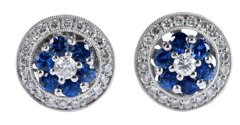 18k Gold Sapphire and Diamond Earrings