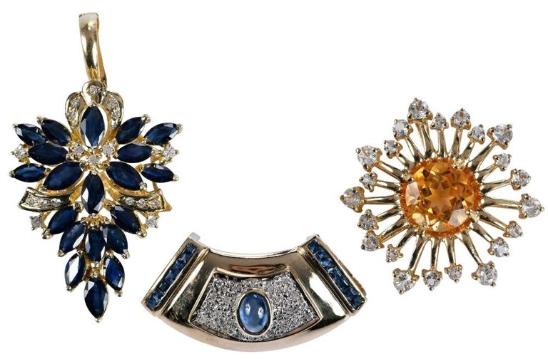 14k Gold Diamond and Gemstone Pendants