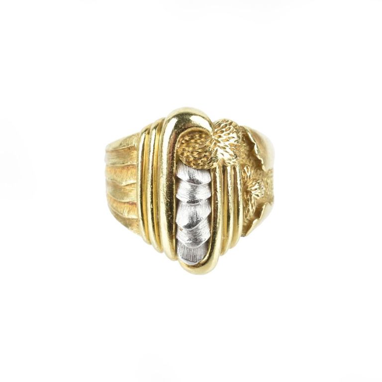 18k Yellow Gold and Platinum Ring