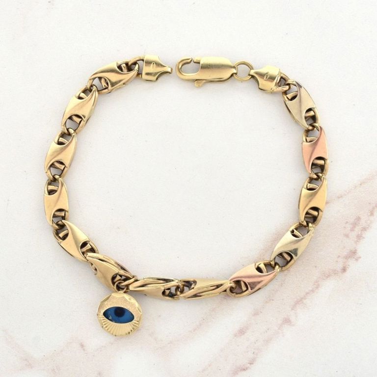 14k Yellow Gold Chain Charm Bracelet