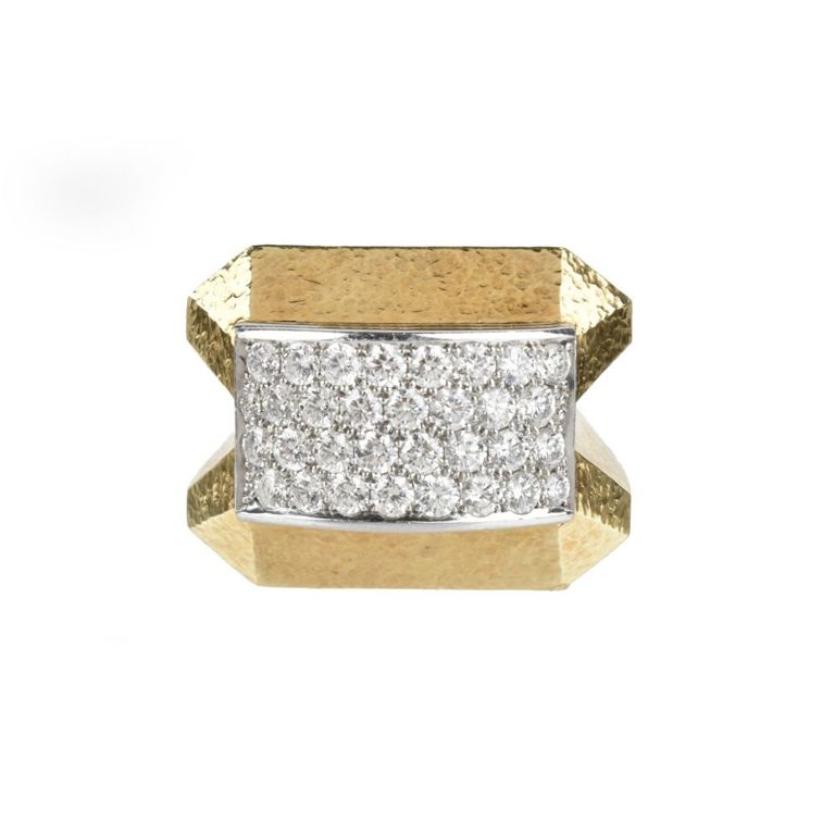 18k Yellow Gold and Platinum Diamond Ring