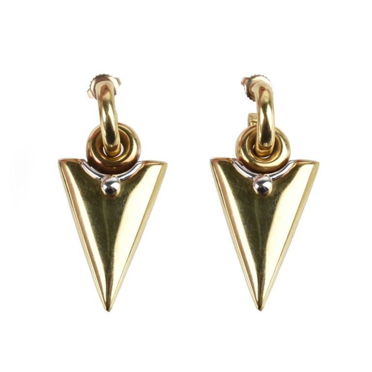 18k Yellow and White Gold Pendant Earrings
