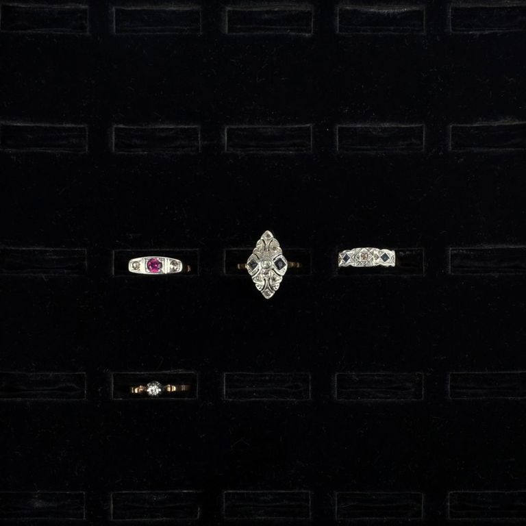 Four 18k Yellow Gold Gem-Set Rings