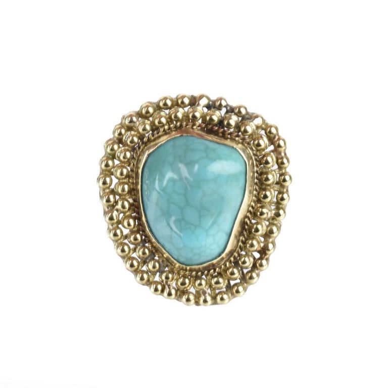14k Yellow Gold Turquoise Ring