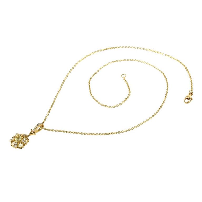 18k Gold Sapphire and Diamond Pendant on Necklace