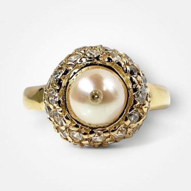 14k Gold Pearl Cocktail Ring