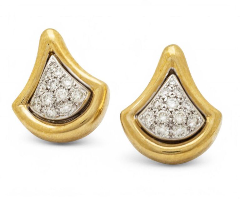 18k Two-Tone Gold Diamond Earrings